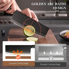 Knife Set, 6-Piece Kitchen Knife Set with Block, High Carbon Stainless Steel Ultra Sharp Kitchen Knives, Wood Grain Handle, Dishwasher Safe Knife Block Set, Black, Kitchen Utility Knives