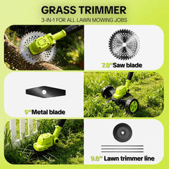 Cordless Electric Weed Wacker, 3 Different Cutting Accessories for Lawn Trimming & Edging, with 2 Batteries, Lightweight Design - Suitable for Yard, Garden