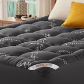 【BEDLORE】Bamboo Cooling Mattress Topper with Fitted Sheet, Thick Luxury Comfort Layer, Breathable & Soft on Skin, Deep Pocket Design, Machine Washable, Ideal for Bedroom & Home Use HomeEssentials