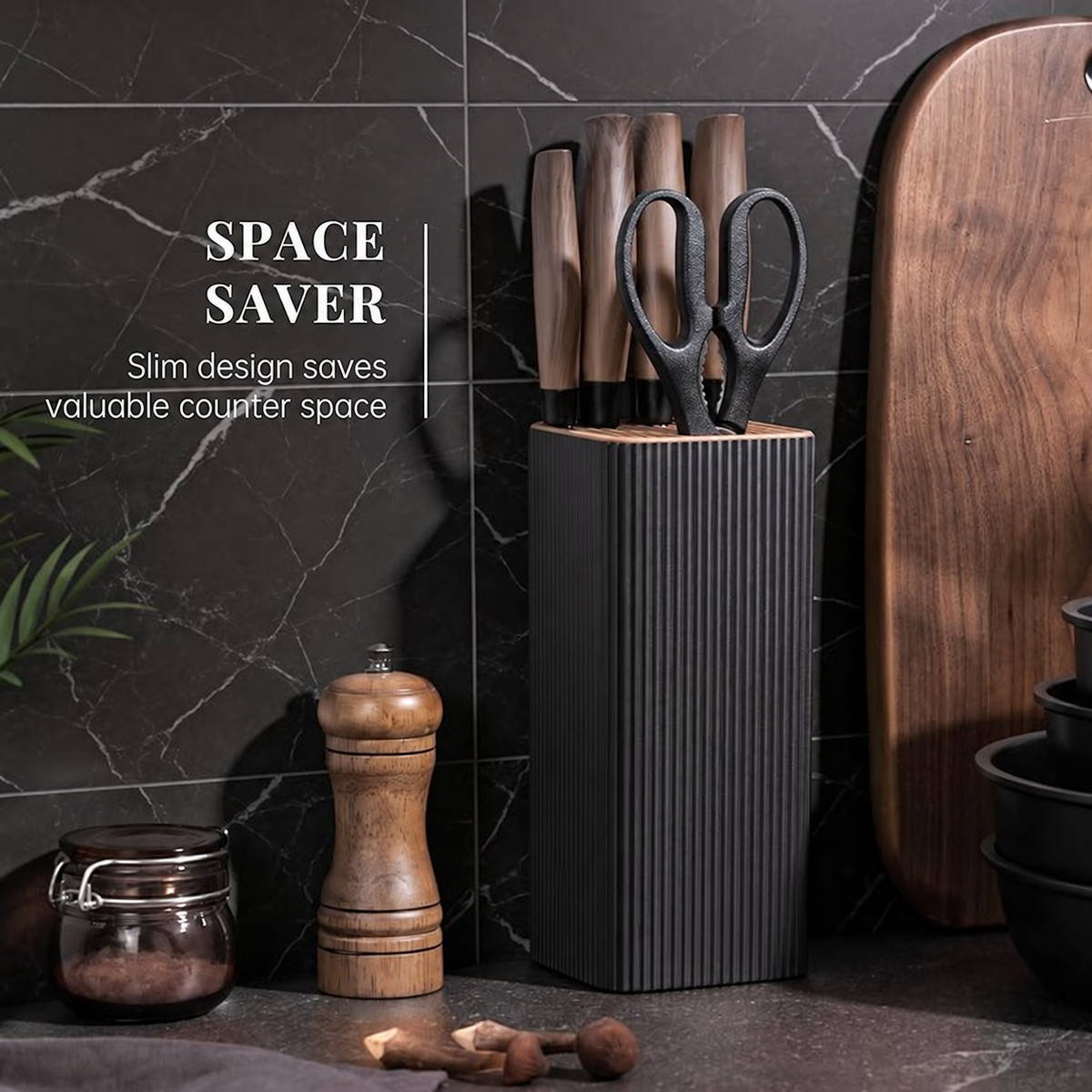 Knife Set, 6-Piece Kitchen Knife Set with Block, High Carbon Stainless Steel Ultra Sharp Kitchen Knives, Wood Grain Handle, Dishwasher Safe Knife Block Set, Black, Kitchen Utility Knives