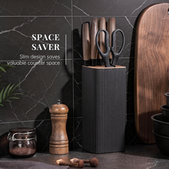 Knife Set, 6-Piece Kitchen Knife Set with Block, High Carbon Stainless Steel Ultra Sharp Kitchen Knives, Wood Grain Handle, Dishwasher Safe Knife Block Set, Black, Kitchen Utility Knives