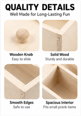 Wooden Spider Prank Box, Surprise Scare Toy with Sliding Lid, Funny Gag Gift for Friends and Family