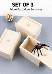 Wooden Spider Prank Box, Surprise Scare Toy with Sliding Lid, Funny Gag Gift for Friends and Family