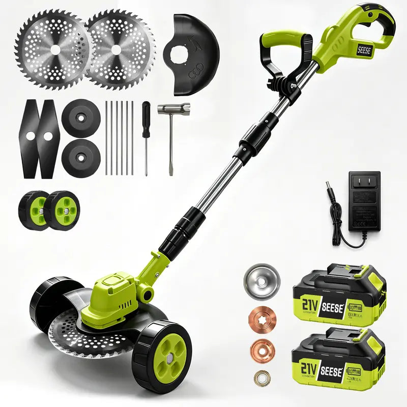 Cordless Electric Weed Wacker, 3 Different Cutting Accessories for Lawn Trimming & Edging, with 2 Batteries, Lightweight Design - Suitable for Yard, Garden