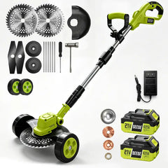 Cordless Electric Weed Wacker, 3 Different Cutting Accessories for Lawn Trimming & Edging, with 2 Batteries, Lightweight Design - Suitable for Yard, Garden