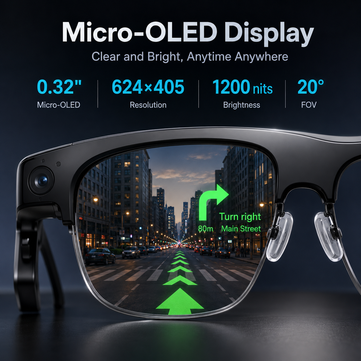 AI Smart Glasses with Display – Real-Time Translation, Navigation & Music