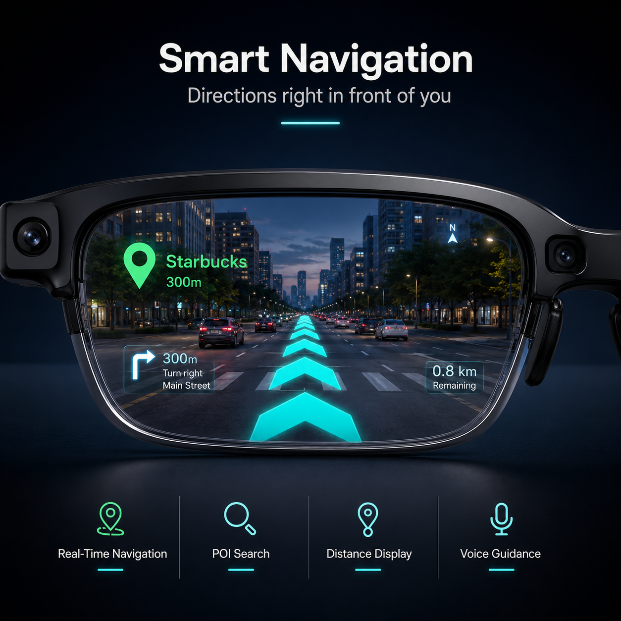 AI Smart Glasses with Display – Real-Time Translation, Navigation & Music