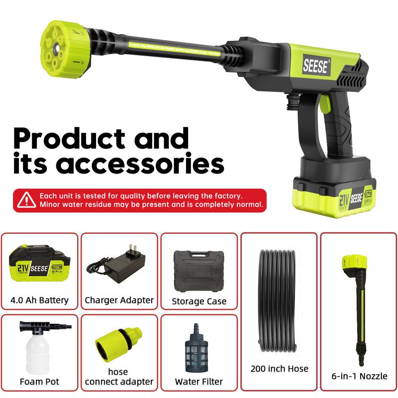 SEESE Cordless Pressure Washer and Single Port Charger Base, Bottle Portable Washer for Car,Home Cleaning & Garden Watering backtoschool