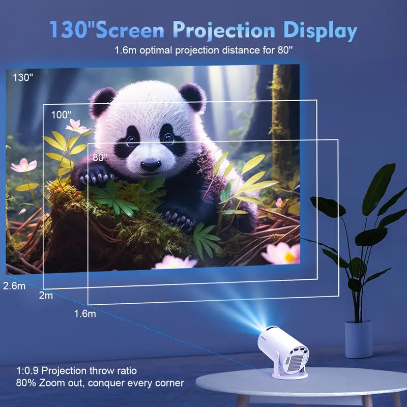HY300Pro Projector 290ANSI Android 14 Dual WiFi6 8K 4K Decode Auto Keystone Correction Wireless BT5.4 130"Screen 1280*720P Built-in Speaker AllwinnerH726 Mini Portable Outdoor Gift Projectors for bedroom #SohoChic