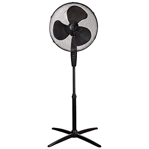 Zanussi 16" Inch, Lightweight, Pedestal Fan, 3 Speeds, Wide-Angled Oscillation, Powerful Airflow, Adjustable Height, Black - 