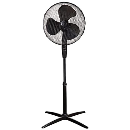 Zanussi 16" Inch, Lightweight, Pedestal Fan, 3 Speeds, Wide-Angled Oscillation, Powerful Airflow, Adjustable Height, Black - 