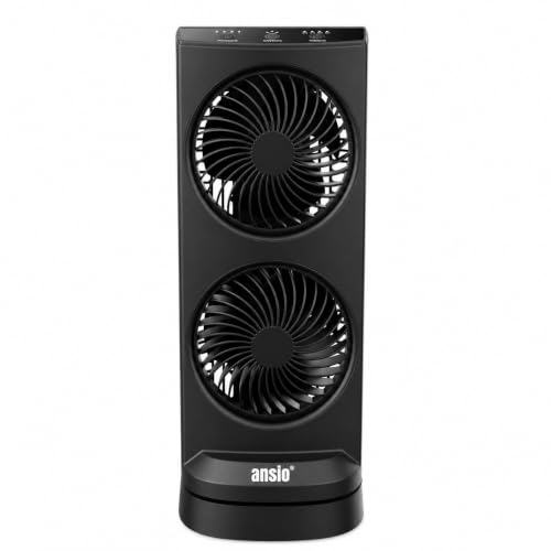 ANSIO 13 Inch Mini Tower Fan, 4 Speeds, 90° Oscillation, 15H Timer, 10W | Brushless DC Motor, Portable Desk & Table Fan with 