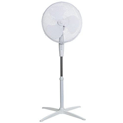 Russell Hobbs 16" Inch, Lightweight, Pedestal Fan, 3 Speeds, Wide-Angled Oscillation, Powerful Airflow, Adjustable Height, Wh