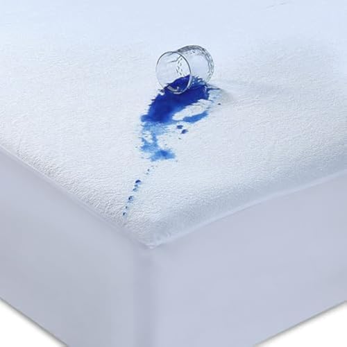 Caroline Shatuik Waterproof Mattress Protector Single,30cm Extra Deep Stretch Skirt Non-Noisy Terry Top Single Mattress Cover