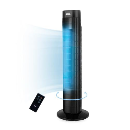 ANSIO 13 Inch Mini Tower Fan, 4 Speeds, 90° Oscillation, 15H Timer, 10W | Brushless DC Motor, Portable Desk & Table Fan with 