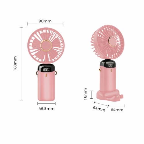 Jsdoin Hand Held Fan,Portable Handheld USB Rechargeable Fans with 5 Speeds,Battery Operated Mini Fan Foldable Desk Desktop Fa