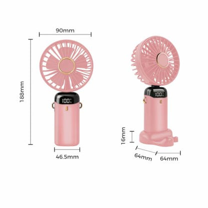 Jsdoin Hand Held Fan,Portable Handheld USB Rechargeable Fans with 5 Speeds,Battery Operated Mini Fan Foldable Desk Desktop Fa