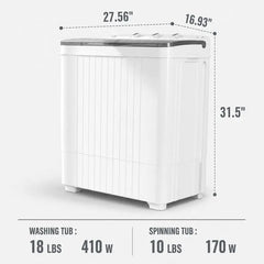 Portable Washing Machine with Longer Hose, 16lbs Twin Tub Laundry Washer Machine with 9.6Lbs Washer and 5.4Lbs Spinner dryer, Semi-automatic Washer Combo for Dorms, Apartments, Blue#Summervibes