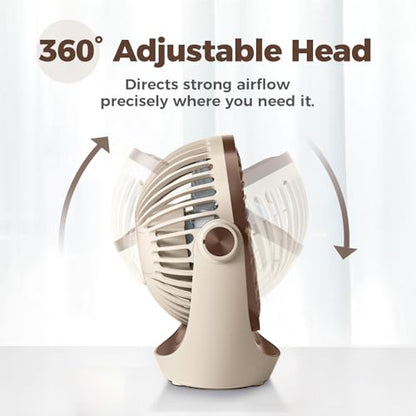 OCOOPA USB Desk Table Fan with Strong Airflow & Quiet Operation, Portable Cooling Fan Speed Adjustable 360°Rotatable Head for