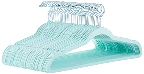 Amazon Basics Slim Velvet Non-Slip Suit Hangers - 30-Pack, Black/Silver