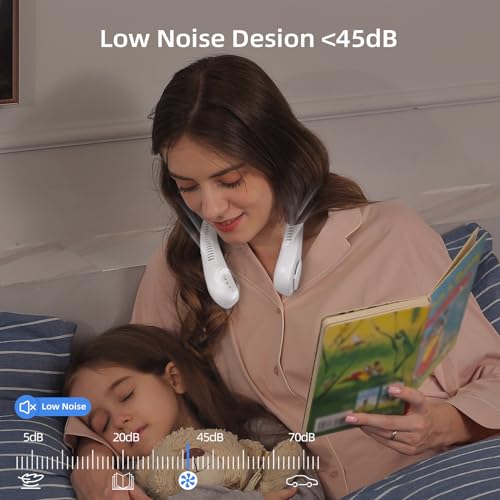 Jsdoin Portable Neck Fan, Neck Fans USB Rechargeable, 5 Speed Hanging Bladeless Fan,360 Degrees Airflow Neck Fans for Men Wom