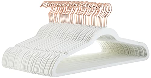 Amazon Basics Slim Velvet Non-Slip Suit Hangers - 30-Pack, Black/Silver