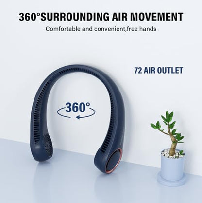 Morelax Neck Fan, Portable Neck Fan,Hands Free Bladeless Mini Fan with 360°Cooling Airflow, 3 Speeds Adjustable,Ultra Quiet W