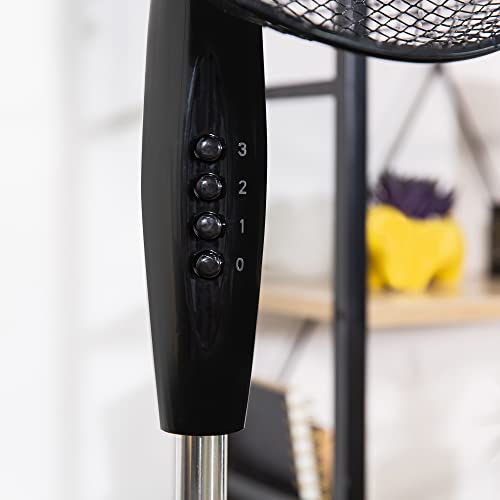 Zanussi 16" Inch, Lightweight, Pedestal Fan, 3 Speeds, Wide-Angled Oscillation, Powerful Airflow, Adjustable Height, Black - 