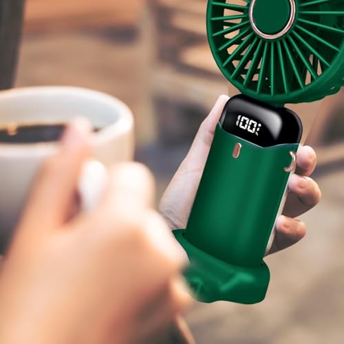 Jsdoin Hand Held Fan,Portable Handheld USB Rechargeable Fans with 5 Speeds,Battery Operated Mini Fan Foldable Desk Desktop Fa