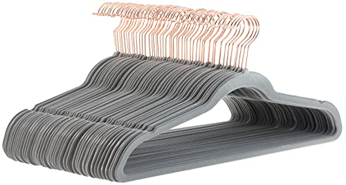 Amazon Basics Slim Velvet Non-Slip Suit Hangers - 30-Pack, Black/Silver - Size Name: Grey/Rose Gold / Colour Name: 50 Pack / 