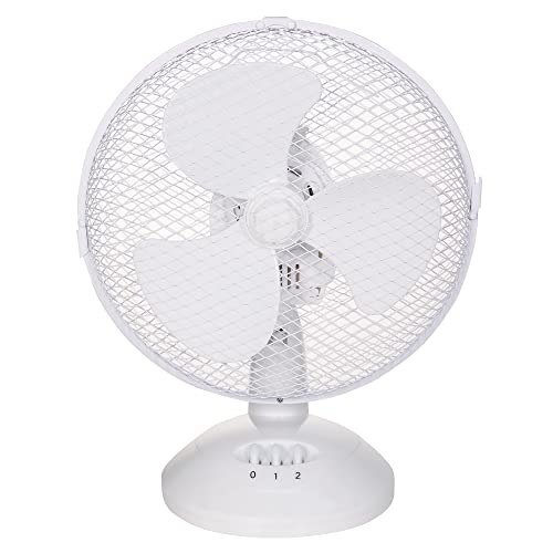 Russell Hobbs 16" Inch, Lightweight, Pedestal Fan, 3 Speeds, Wide-Angled Oscillation, Powerful Airflow, Adjustable Height, Wh