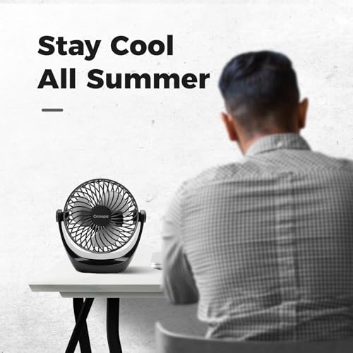 OCOOPA USB Desk Table Fan with Strong Airflow & Quiet Operation, Portable Cooling Fan Speed Adjustable 360°Rotatable Head for
