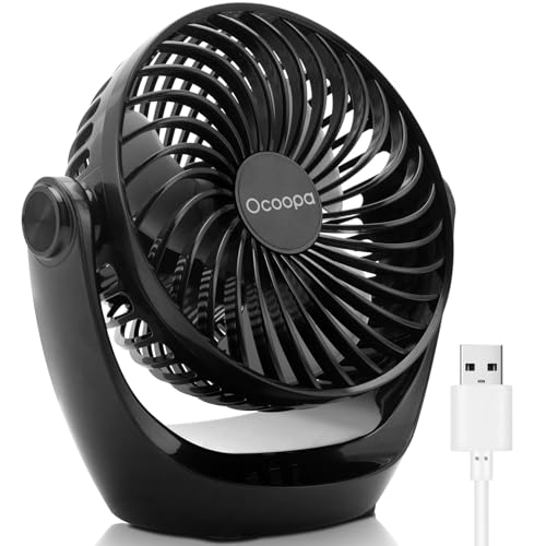 OCOOPA USB Desk Table Fan with Strong Airflow & Quiet Operation, Portable Cooling Fan Speed Adjustable 360°Rotatable Head for