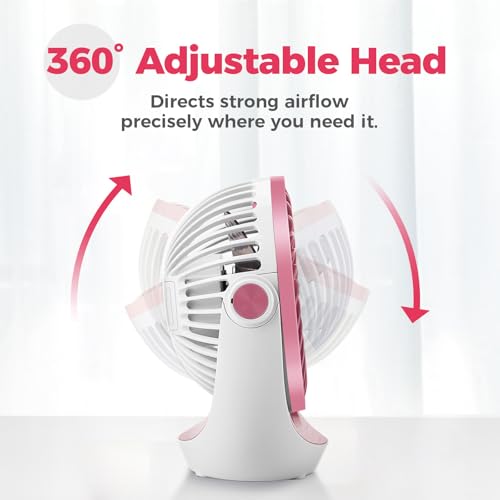 OCOOPA USB Desk Table Fan with Strong Airflow & Quiet Operation, Portable Cooling Fan Speed Adjustable 360°Rotatable Head for