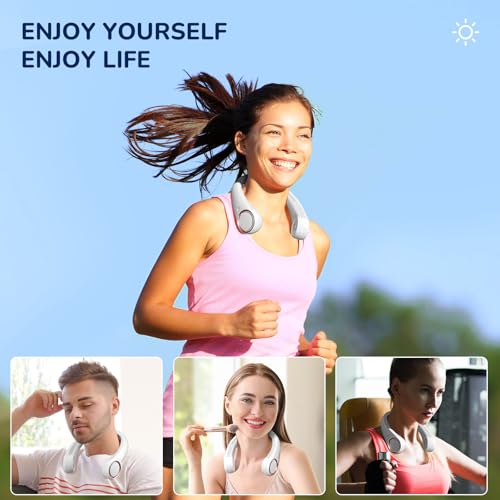 Morelax Neck Fan, Portable Neck Fan,Hands Free Bladeless Mini Fan with 360°Cooling Airflow, 3 Speeds Adjustable,Ultra Quiet W