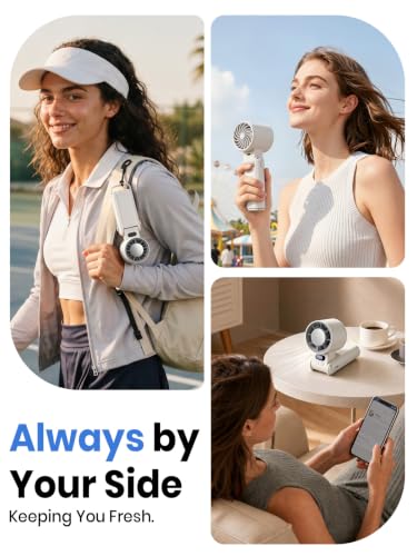 Handheld Fan Rechargeable with LED Display & Clip, 1-199 Speed | 3-in-1 Hand/Neck/Desk Fan, 24ft/s Powerful Airflow, 3600mAh 