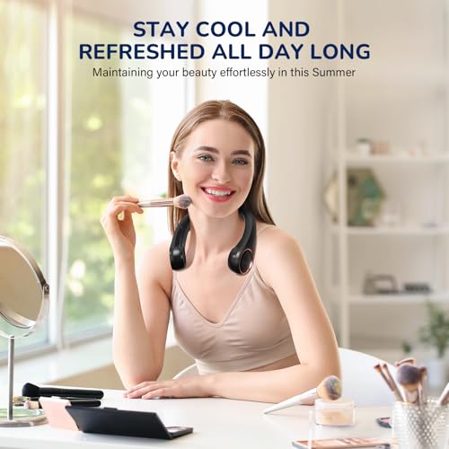 Morelax Neck Fan, Portable Neck Fan,Hands Free Bladeless Mini Fan with 360°Cooling Airflow, 3 Speeds Adjustable,Ultra Quiet W