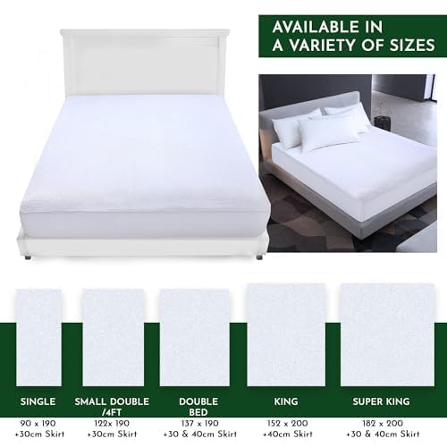 Caroline Shatuik Waterproof Mattress Protector Single,30cm Extra Deep Stretch Skirt Non-Noisy Terry Top Single Mattress Cover