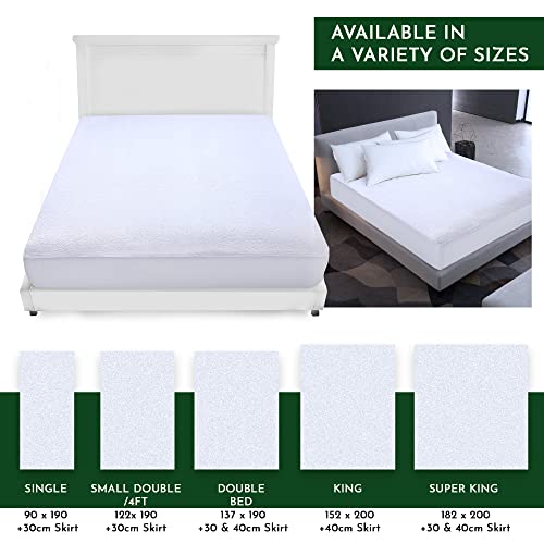 Caroline Shatuik Waterproof Mattress Protector Single,30cm Extra Deep Stretch Skirt Non-Noisy Terry Top Single Mattress Cover