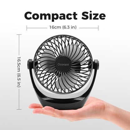 OCOOPA USB Desk Table Fan with Strong Airflow & Quiet Operation, Portable Cooling Fan Speed Adjustable 360°Rotatable Head for