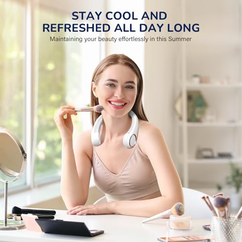 Morelax Neck Fan, Portable Neck Fan,Hands Free Bladeless Mini Fan with 360°Cooling Airflow, 3 Speeds Adjustable,Ultra Quiet W