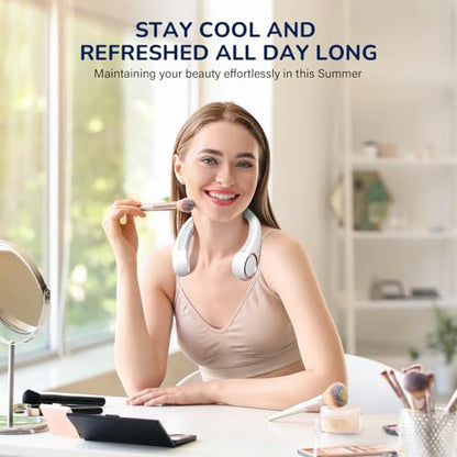 Morelax Neck Fan, Portable Neck Fan,Hands Free Bladeless Mini Fan with 360°Cooling Airflow, 3 Speeds Adjustable,Ultra Quiet W