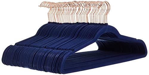 Amazon Basics Slim Velvet Non-Slip Suit Hangers - 30-Pack, Black/Silver
