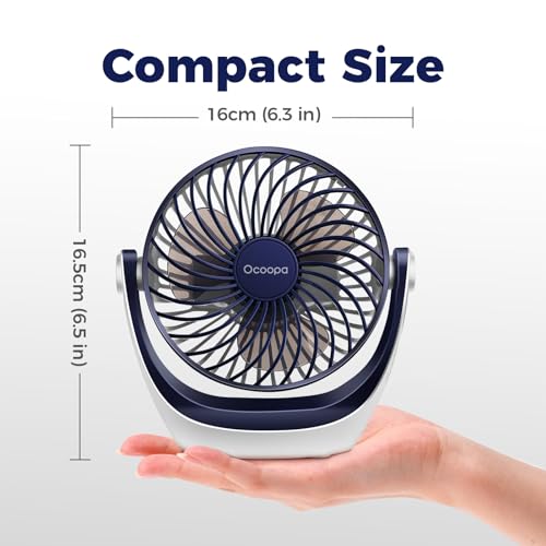 OCOOPA USB Desk Table Fan with Strong Airflow & Quiet Operation, Portable Cooling Fan Speed Adjustable 360°Rotatable Head for