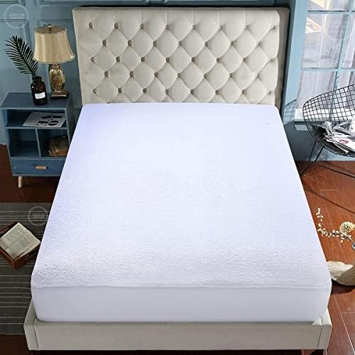 Caroline Shatuik Waterproof Mattress Protector Single,30cm Extra Deep Stretch Skirt Non-Noisy Terry Top Single Mattress Cover