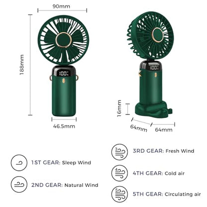 Jsdoin Hand Held Fan,Portable Handheld USB Rechargeable Fans with 5 Speeds,Battery Operated Mini Fan Foldable Desk Desktop Fa