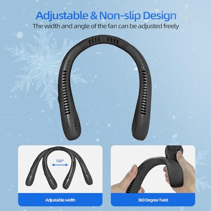 Jsdoin Portable Neck Fan, Neck Fans USB Rechargeable, 5 Speed Hanging Bladeless Fan,360 Degrees Airflow Neck Fans for Men Wom