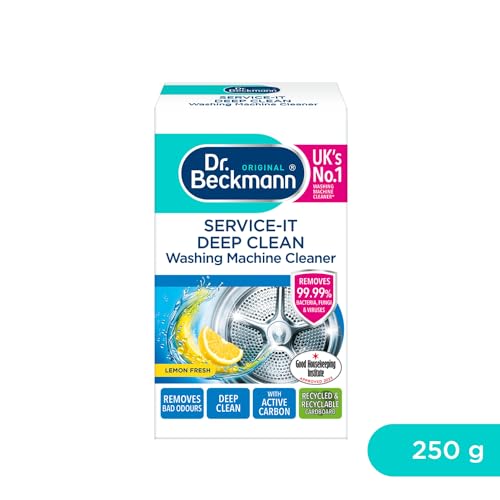 Dr. Beckmann Service-it Deep Clean Washing Machine Cleaner, 250g | Lemon Fresh scent, Removes 99.99% of bacteria, fungi & vir