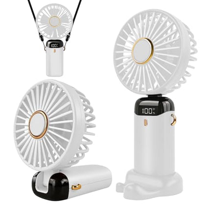 Jsdoin Hand Held Fan,Portable Handheld USB Rechargeable Fans with 5 Speeds,Battery Operated Mini Fan Foldable Desk Desktop Fa