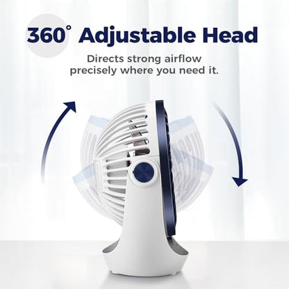 OCOOPA USB Desk Table Fan with Strong Airflow & Quiet Operation, Portable Cooling Fan Speed Adjustable 360°Rotatable Head for